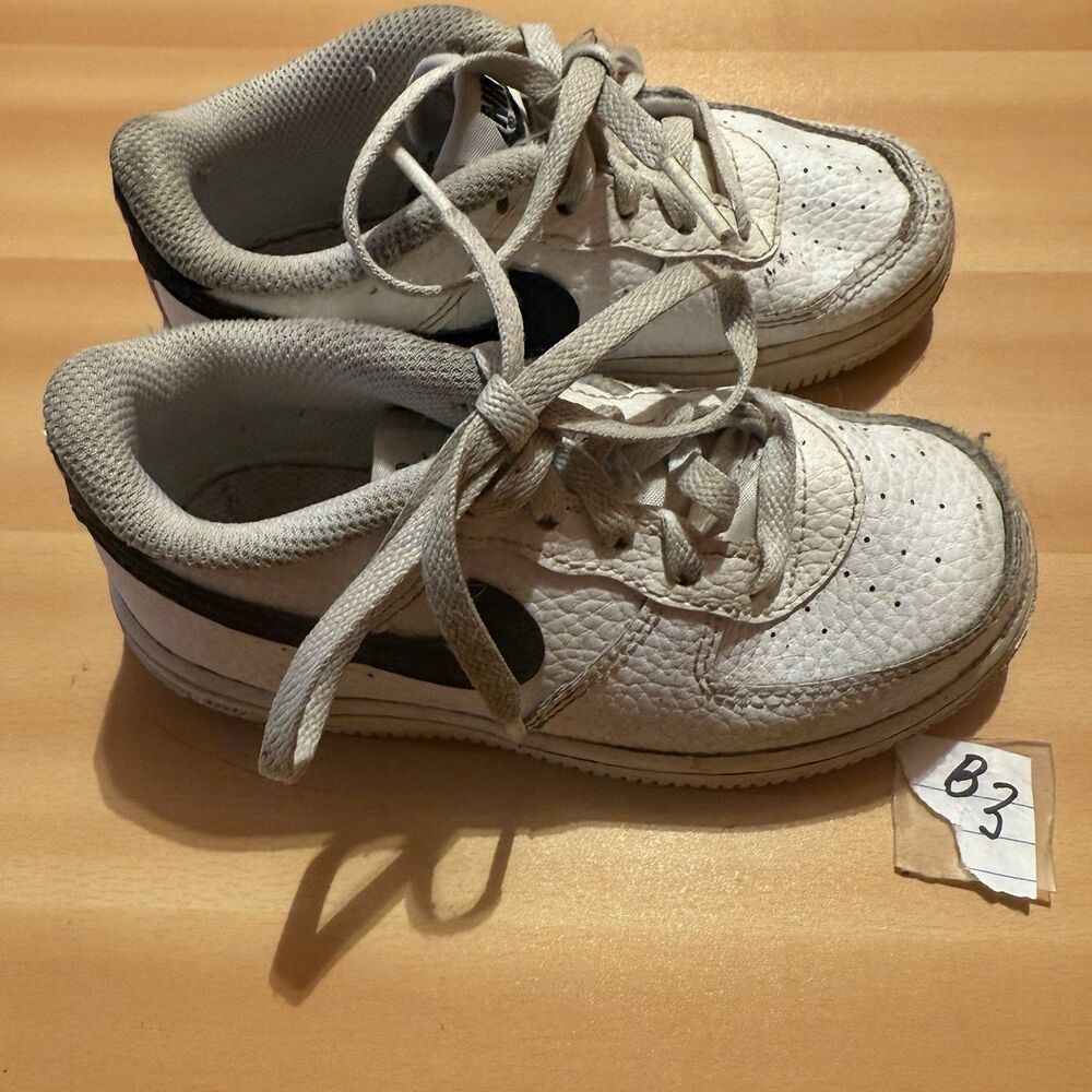 Nike Air Force 1 Kids Unisex Shoes US 10C White Leather Lace Up Sneakers